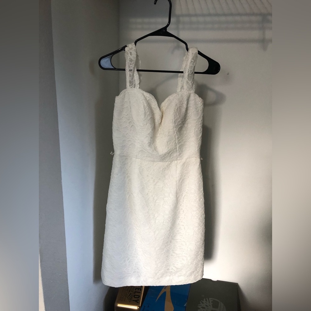 The Wedding Bell ivory/white lace dress, bridal shower dress, size 4